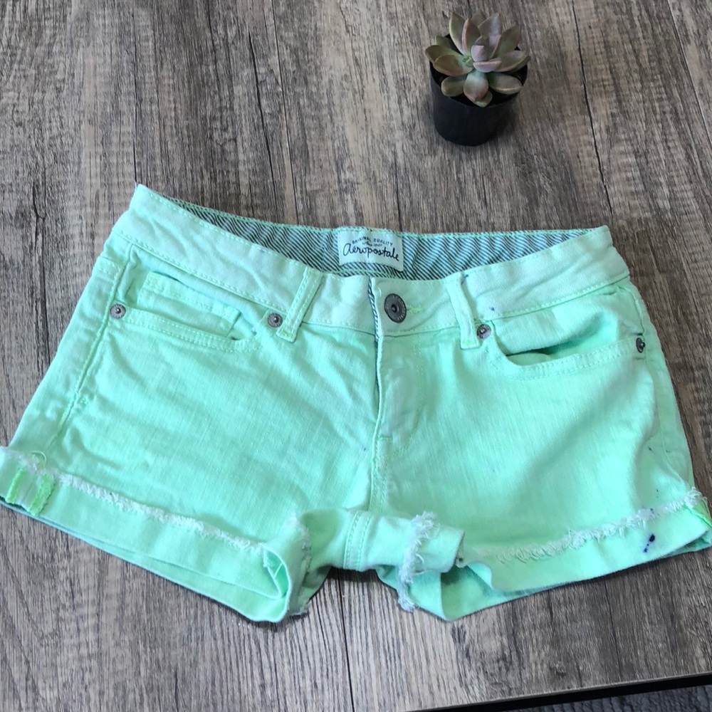 Aero green jean shorts